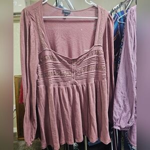 Torrid Muave Smocked Blouse with Pleated Details